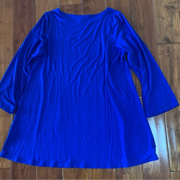 Eileen Fisher Royal Blue Long Sleeve Popover Casual Swing Dress Size Large $148 - Picture 9 of 9